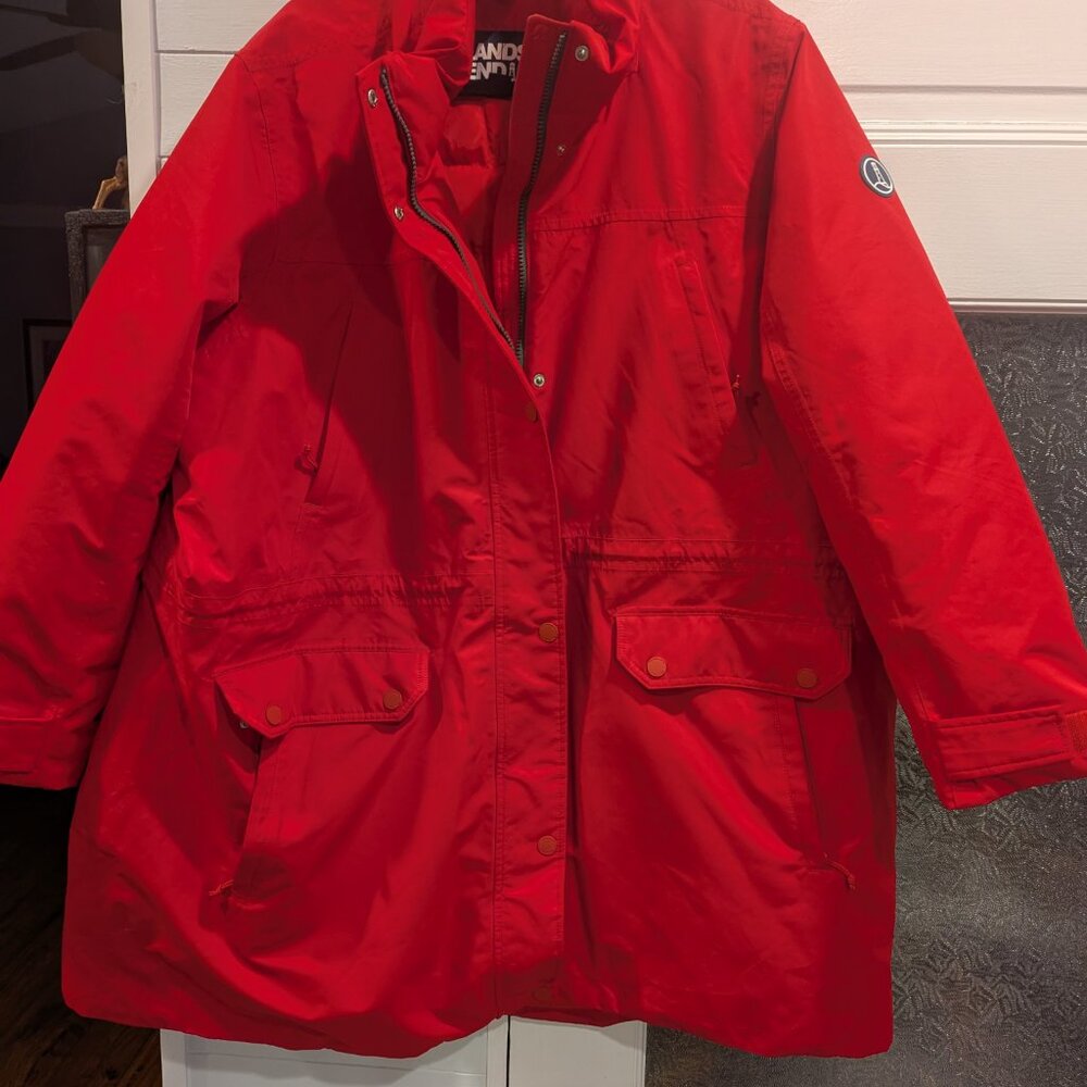 Land's End Size 3X Women's Red Expedition Down Waterproof Hooded Winter Parka - Picture 6 of 14
